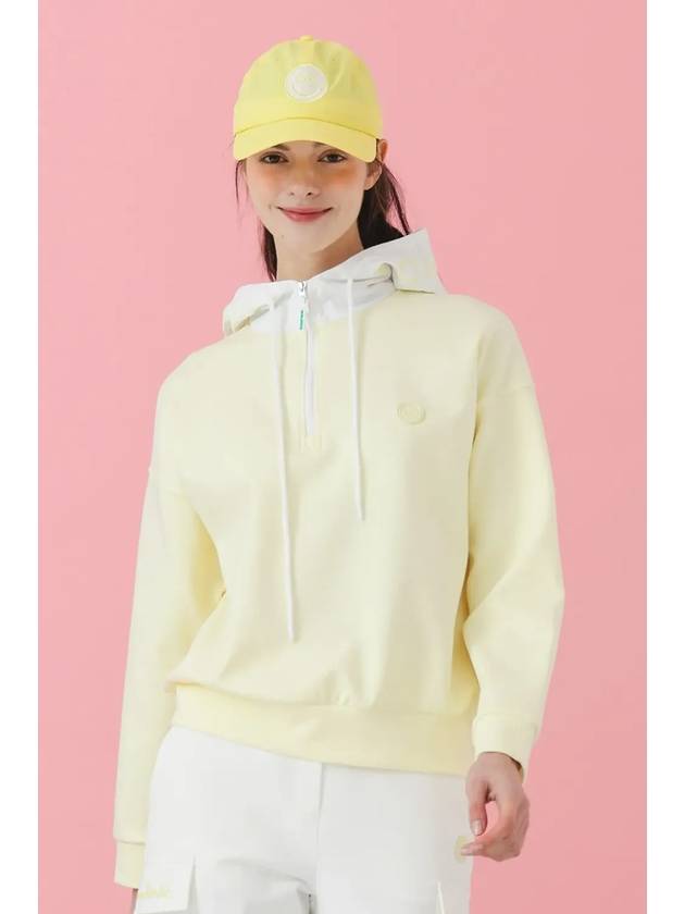 Windproof hooded half zip-up t-shirt YELLOW - MONBIRDIE GOLF - BALAAN 8