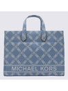 Gigi Large Empire Logo Jacquard Denim Tote Bag Blue - MICHAEL KORS - BALAAN 1