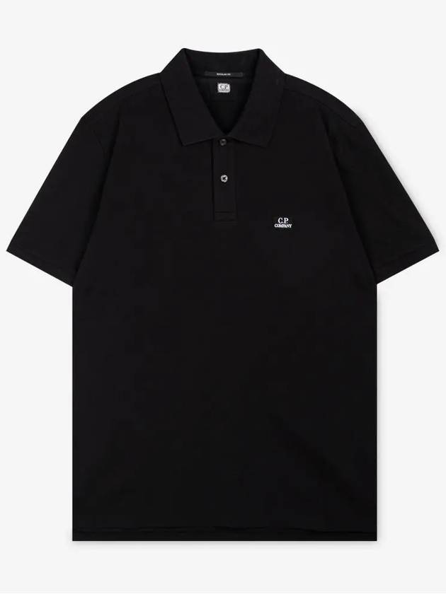 Men's Embroidered Logo Stretch Short Sleeve Polo Shirt Black - CP COMPANY - BALAAN 3