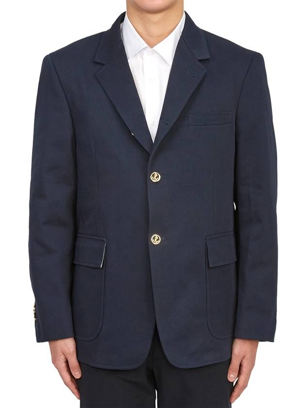 Dyed Gabardine Unconstructed Cotton Jacket Navy - THOM BROWNE - BALAAN 2