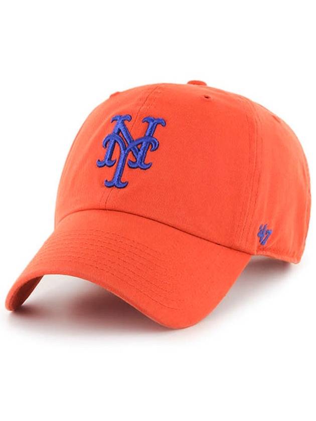 MLB Hat NY Big Logo New York Mets Baseball Cap Premium Line Ball Orange - 47BRAND - BALAAN 1