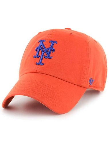 MLB Hat NY Big Logo New York Mets Baseball Cap Premium Line Ball Orange - 47BRAND - BALAAN 1