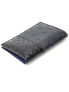 66 0225 Black Crocodile Ostrich Navy Leather Two tone Card Wallet - SALVATORE FERRAGAMO - BALAAN 5