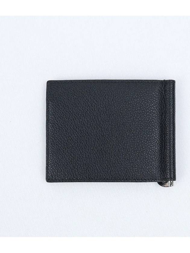 Vitello Triangle Logo Money Clip Half Wallet Black - PRADA - BALAAN 3