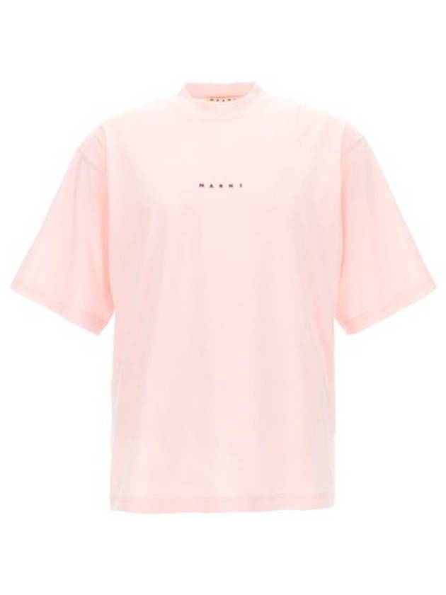 Logo Organic Cotton Short Sleeve T-Shirt Pink Candy - MARNI - BALAAN 1