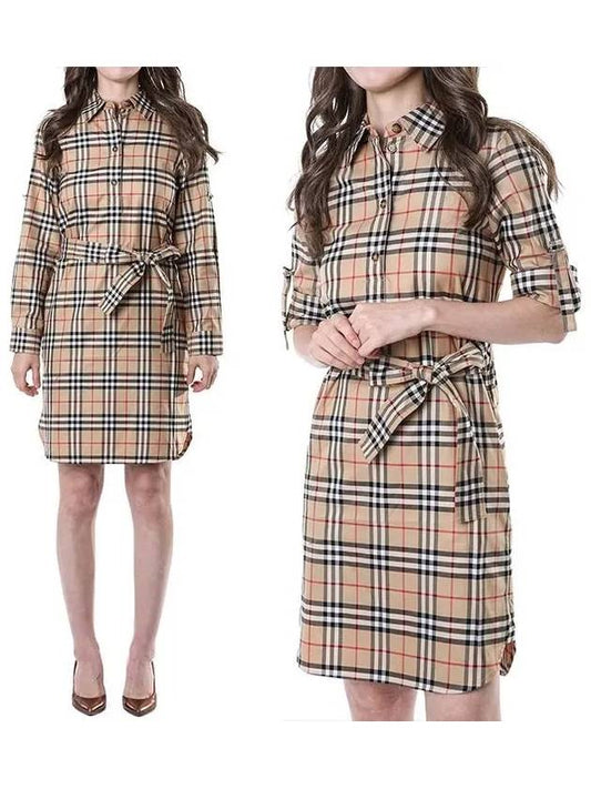 Vintage Check Belted Short Dress Beige - BURBERRY - BALAAN 2