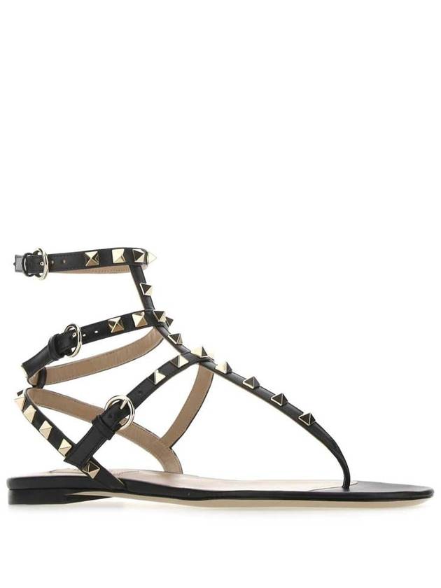 Women's Rockstud Leather Sandals Black - VALENTINO - BALAAN 3