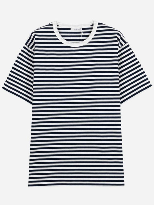 Striped Men s Short Sleeve T Shirt Navy SUHS425E NW - NANAMICA - BALAAN 1