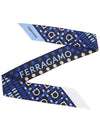 Gancini Print Mini Silk Scarf Marine Blue - SALVATORE FERRAGAMO - BALAAN 4