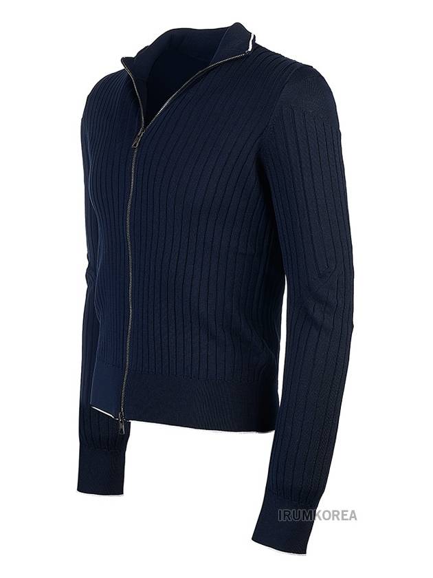 Knit Zip Up Jacket Navy - BOTTEGA VENETA - BALAAN 3