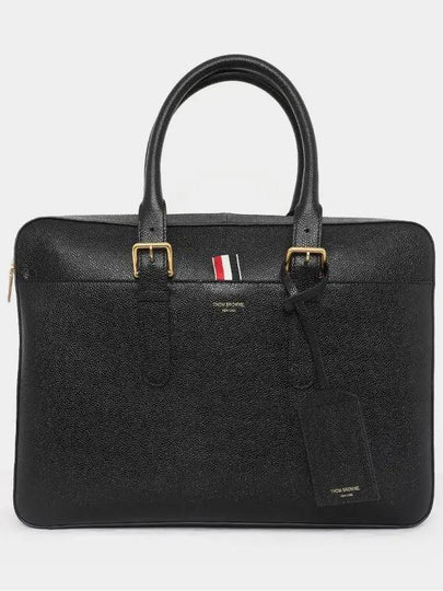 Grain Leather Three-Stripe Tab Business Brief Case Black - THOM BROWNE - BALAAN 2