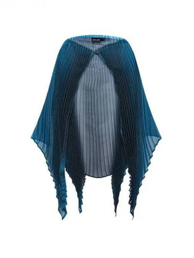 Women s One Button Pleated Cape Shawl Blue 271583 - GIORGIO ARMANI - BALAAN 1