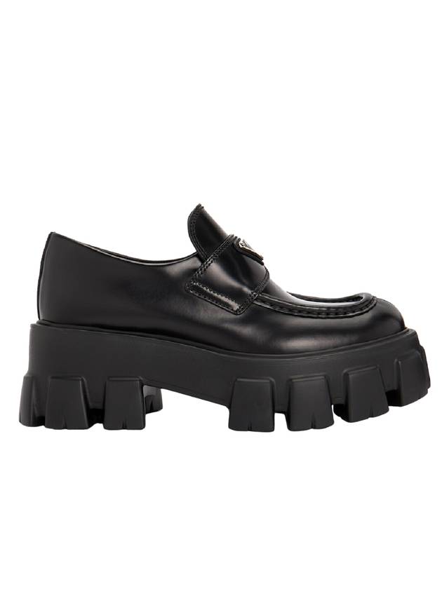 Monolith Brushed Leather Platform Loafers Black - PRADA - BALAAN 1