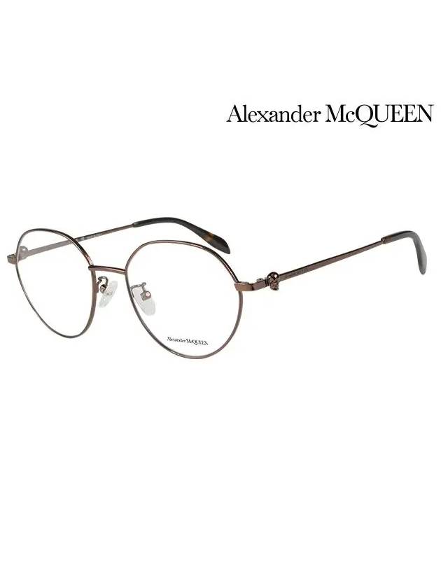 Eyewear Round Metal Eyeglasses Brown - ALEXANDER MCQUEEN - BALAAN 3