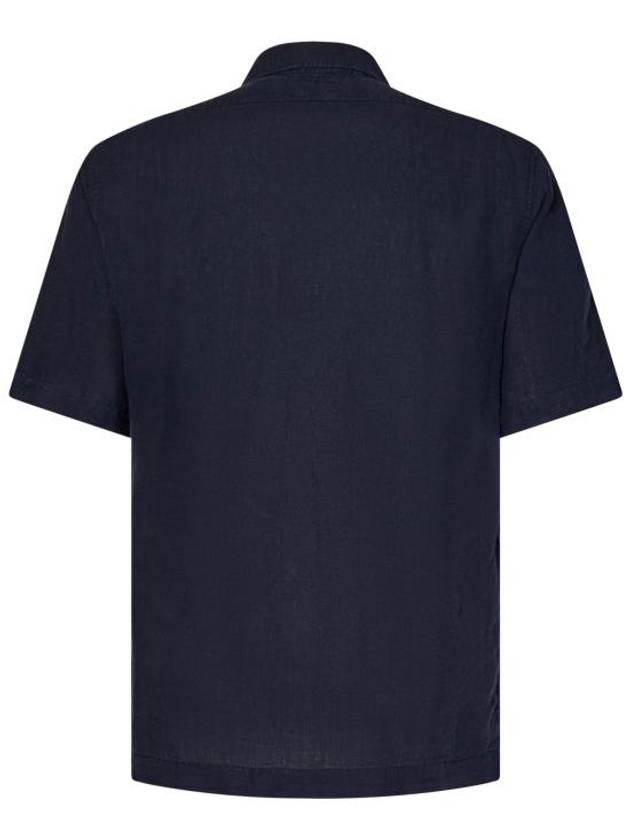 Linen Short Sleeve Shirt Navy - CP COMPANY - BALAAN 3