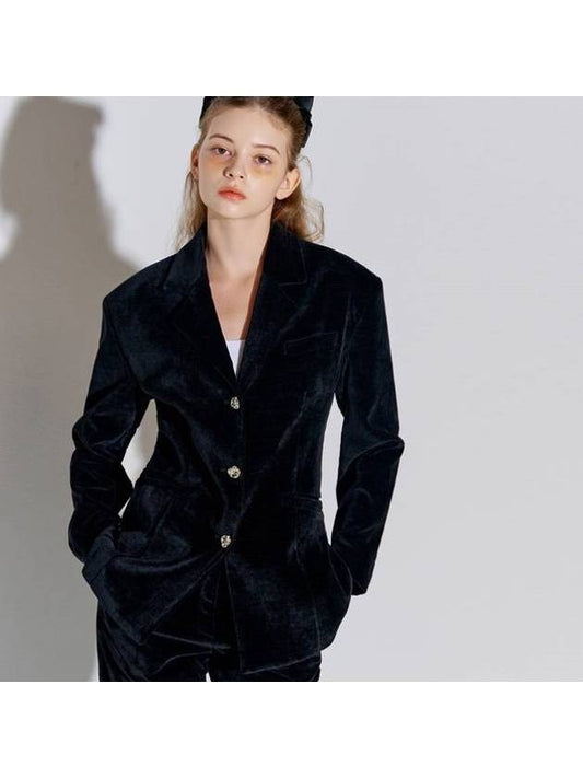 Women's Velvet Tailored Jacket Black - OPENING SUNSHINE - BALAAN 1