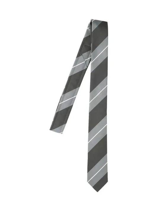 Diagonal Stripe Pattern Tie Grey - THOM BROWNE - BALAAN 2