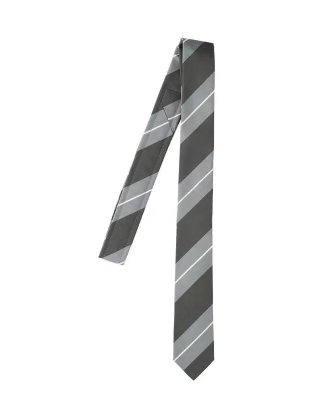 Diagonal Stripe Pattern Tie Grey - THOM BROWNE - BALAAN 3