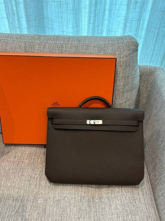 W engraved Kelly Depeche 36 Briefcase Ecore - HERMES - BALAAN 2