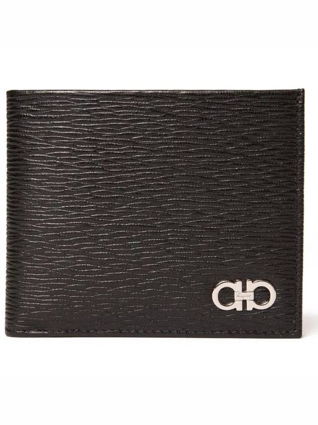 Ferragamo Gancini silver logo bifold wallet black 685956 - SALVATORE FERRAGAMO - BALAAN 2