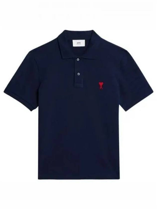 Small Heart Logo Polo Shirt Nautic Blue - AMI - BALAAN 2