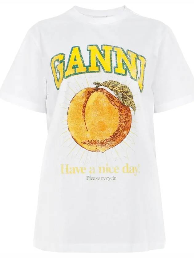 Women's Relaxed Peach Print Short Sleeve T-Shirt White - GANNI - BALAAN 2