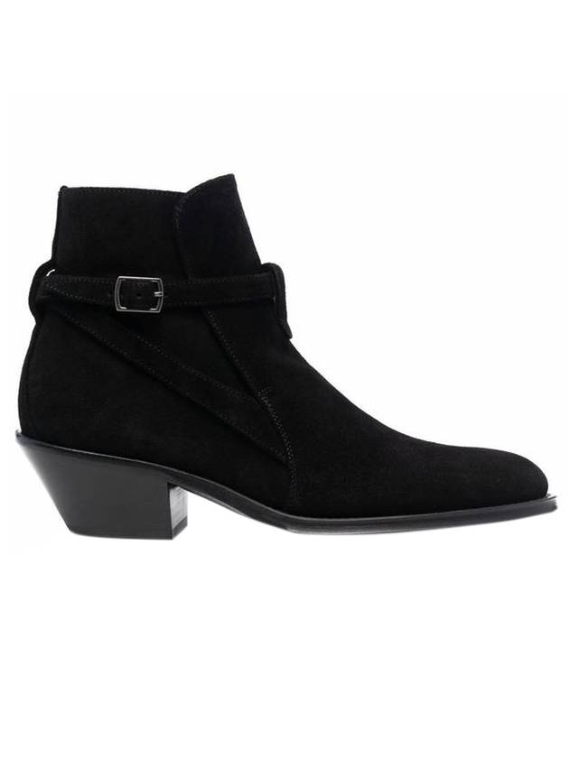 Suede Buckle Ankle Heel Chelsea Boots Black - SAINT LAURENT - BALAAN 1