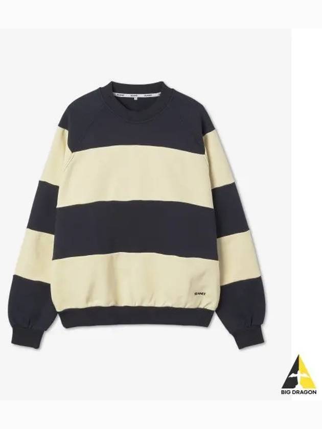 Panel Stripe Sweatshirt Beige Midnight Blue CRTWXJER0177136 - SUNNEI - BALAAN 1