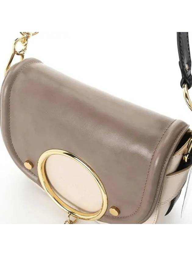 Two-Tone Smooth Leather Oversized Ring Mara Shoulder Bag Beige Ivory - CHLOE - BALAAN 6