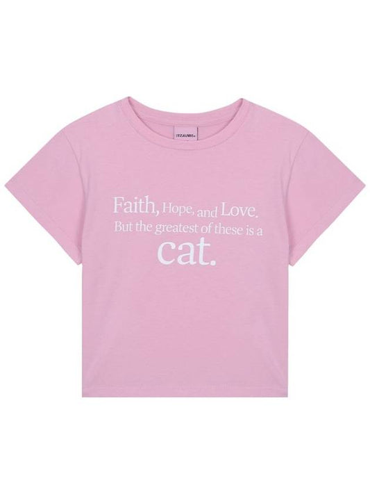 IBB23WT11PK CAT SAYING CROP T SHIRT PINK - ITZAVIBE - BALAAN 2