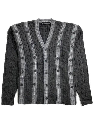 Button Stripe Cardigan Grey - Y/PROJECT - BALAAN 1