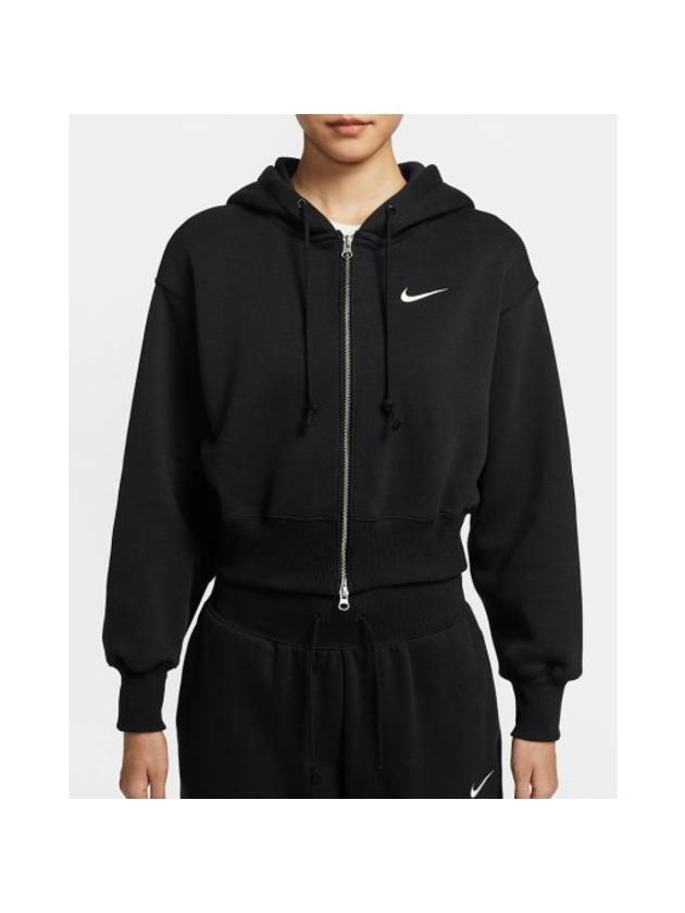 Sportswear Phoenix Fleece Crop Zip-Up Hoodie Black - NIKE - BALAAN 1