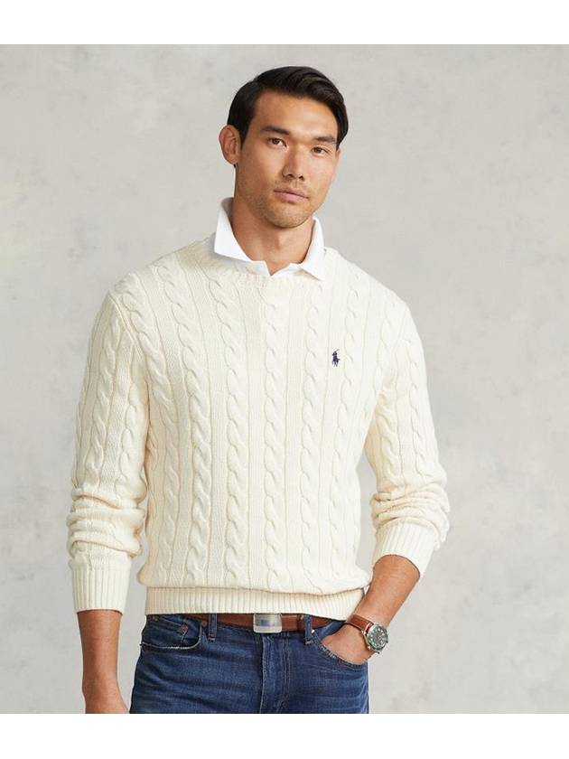 Embroidery Logo Cable Knit Top Ivory - POLO RALPH LAUREN - BALAAN 3