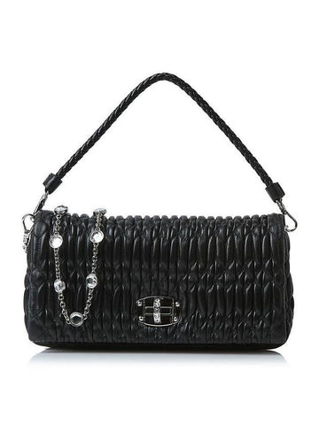 Crystal Cloque Nappa Leather Shoulder Bag Black - MIU MIU - BALAAN 1