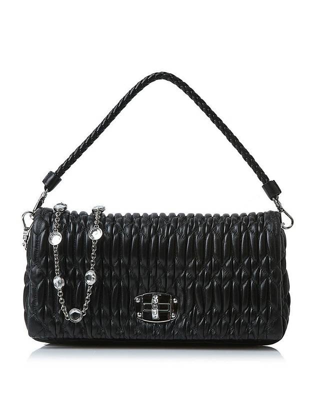 Crystal Cloque Nappa Leather Shoulder Bag Black - MIU MIU - BALAAN 2