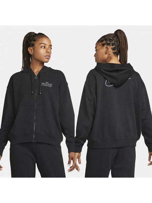 Dri Fit Get Fit Graphic Zip Up Hooded Black - NIKE - BALAAN 2