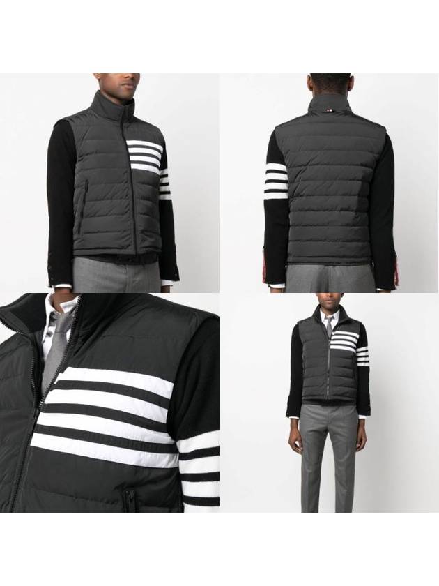 4 Bar Poly Twill Down Vest Charcoal - THOM BROWNE - BALAAN 9