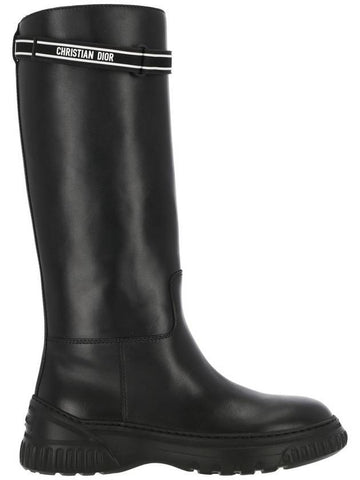 Women's D Racer Calfskin Long Boots Black - DIOR - BALAAN.