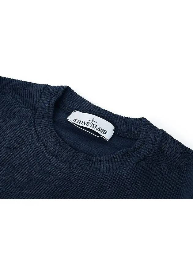 Men's Wappen Patch Crewneck Knit Sweatshirt Navy Blue - STONE ISLAND - BALAAN 4