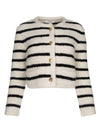 Stripe Cropped Cardigan Black Ecru - CELINE - BALAAN 2