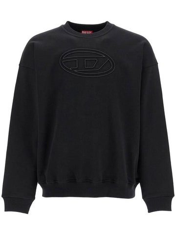 black cotton sweatshirt with embroidered s-mart-bigoval logo - DIESEL - BALAAN 1