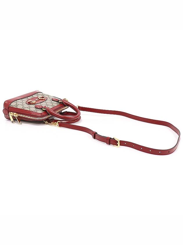 640716 GG Supreme Canvas Red Leather Horsebit 1955 Mini Top Handle Bag 2WAY - GUCCI - BALAAN 4