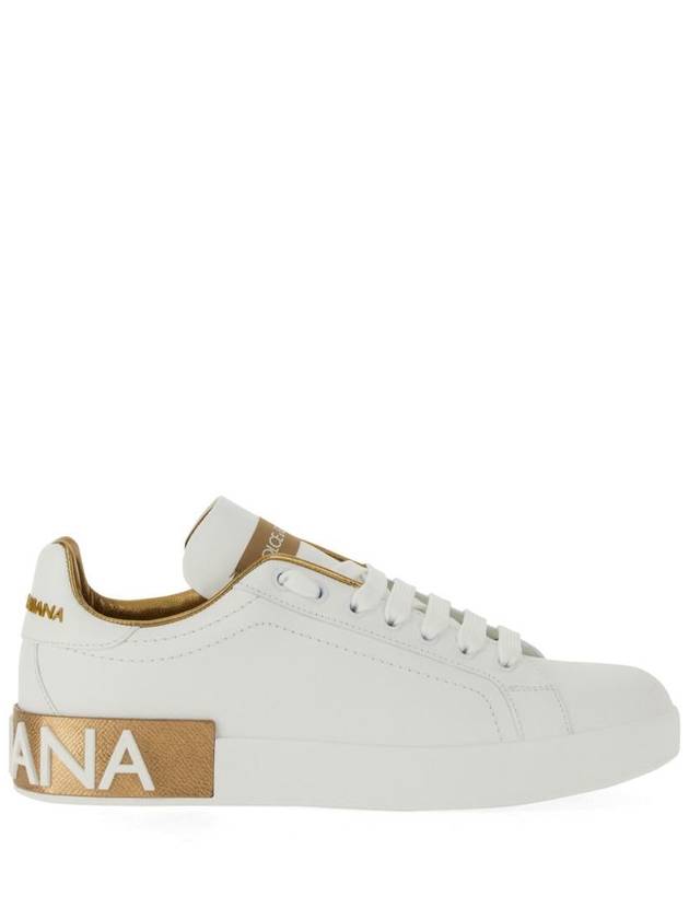 Metallic Logo Low Top Sneakers White - DOLCE&GABBANA - BALAAN 2