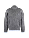 MK Patch Alpaca Wool High Neck Knit Top Grey - MAISON KITSUNE - BALAAN 1