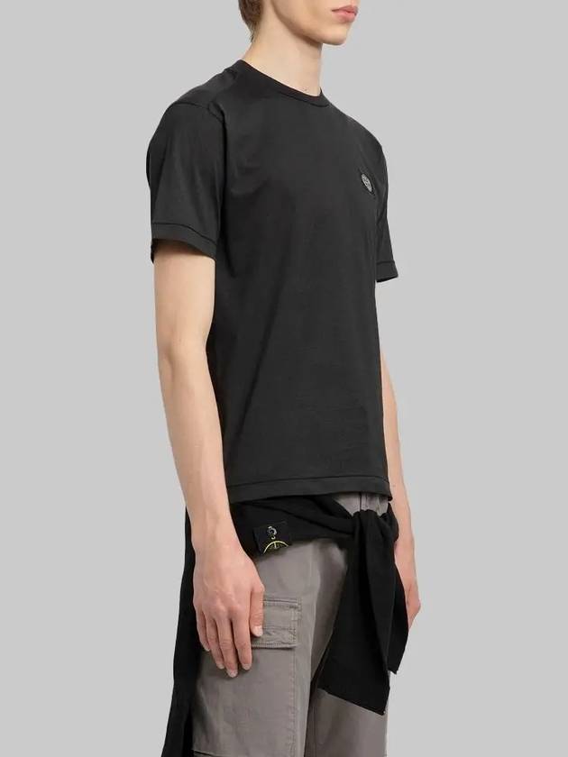 Logo Patch Short Sleeves T-Shirt Black - STONE ISLAND - BALAAN 4