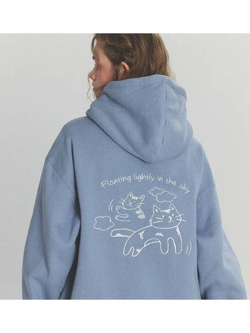 Cloud cat embroidery hoodie blue gray - CPGN STUDIO - BALAAN 1