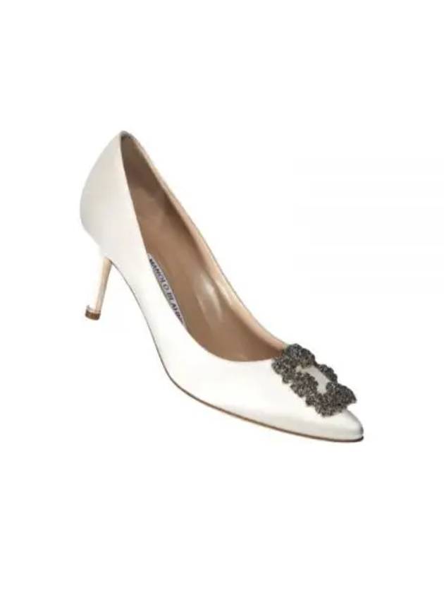 Hangisi 70 Satin Jewel Buckle Pumps White - MANOLO BLAHNIK - BALAAN 2