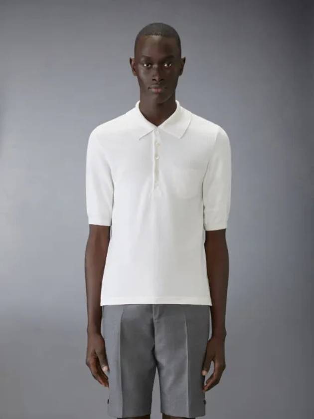 Pocket Silk Pique Polo Shirt White - THOM BROWNE - BALAAN 2