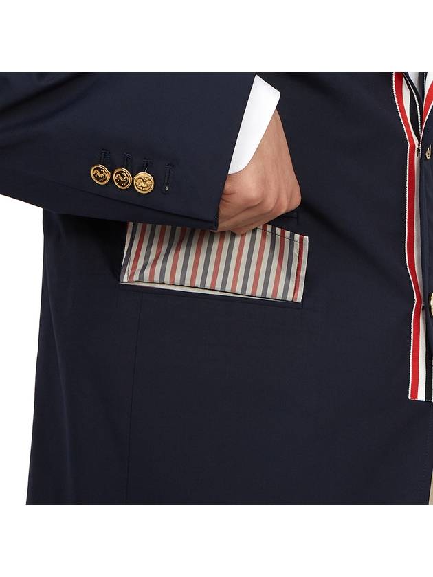 Typewriter Cloth Grosgrain Placket Sport Jacket Navy - THOM BROWNE - BALAAN 10