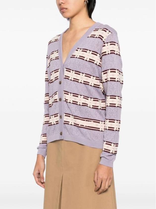 Fairisles V-Neck Cardigan Purple - MAISON KITSUNE - BALAAN 4